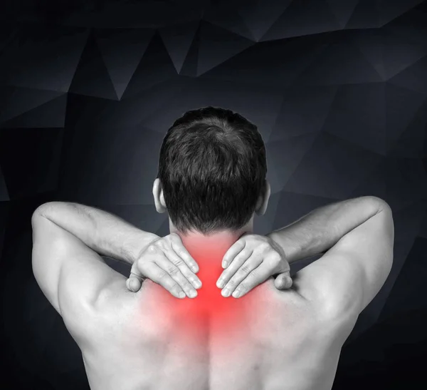 Strong man with neck pain — Stock Photo, Image