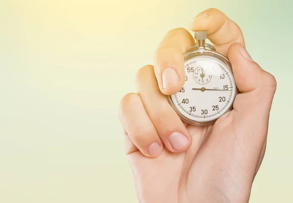 Stopwatch in Human Hand — Stock Photo, Image