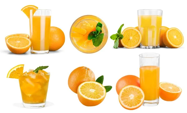 Juice and fresh oranges set — Stock Photo, Image