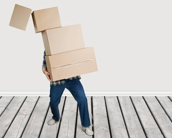 Man with cardboard boxes — Stock Photo, Image