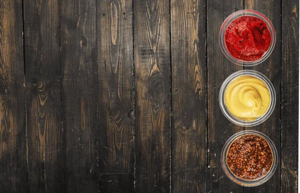 Various sauces in jars — Stock Photo, Image