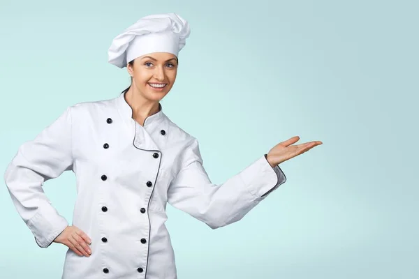 Donna chef in uniforme bianca — Foto Stock