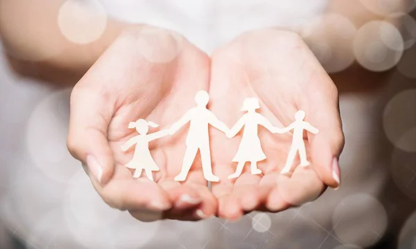Hands with paper family — Stock Photo, Image