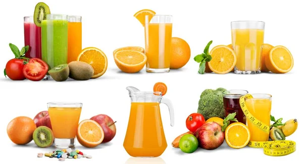 Fresh fruits and juices — Stock Photo, Image