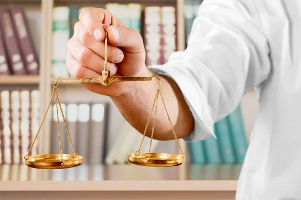 Justice Scales and man — Stock Photo, Image