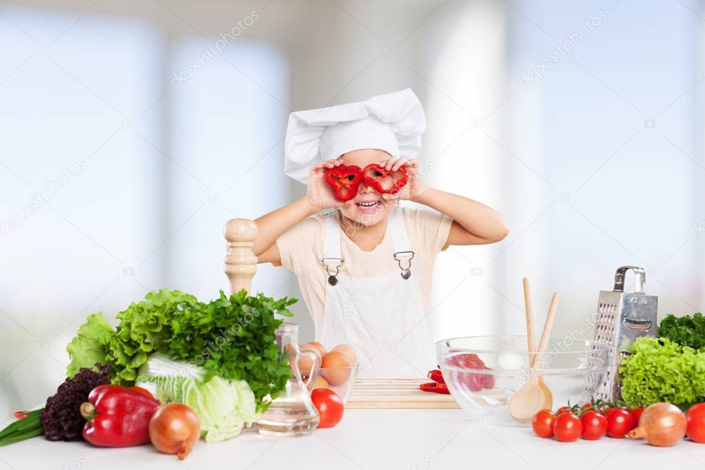 girl with colored vegetables