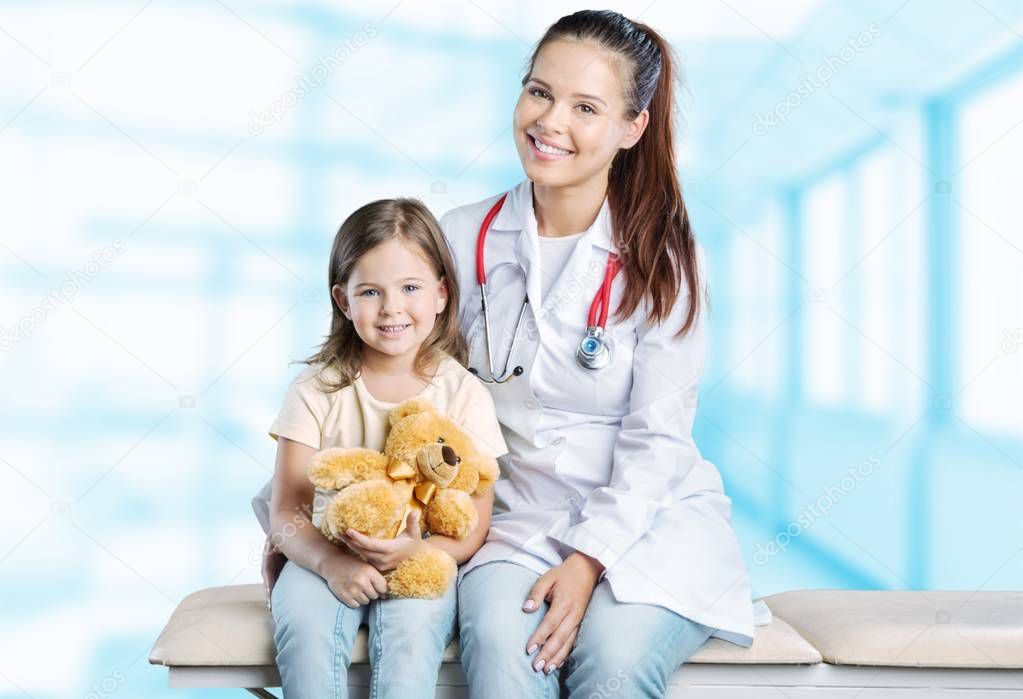 young doctor with little girl 