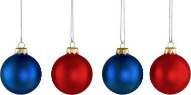 Mavi ve kırmızı Noel Baubles