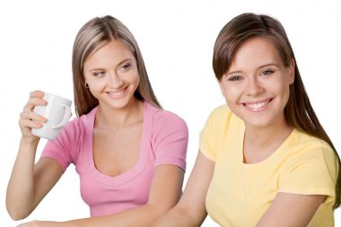 kahve fincanı ile Bayan arkadaş