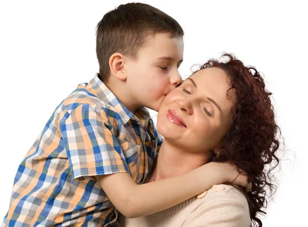 Glückliche Mutter Mit Süßem Jungen Hintergrund — Stockfoto