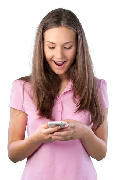 Young woman with phone — Stock Photo, Image