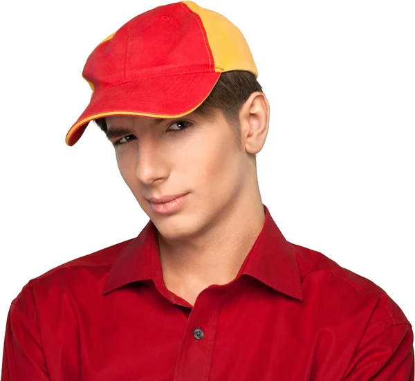Молодой человек в красной рубашке — стоковое фото