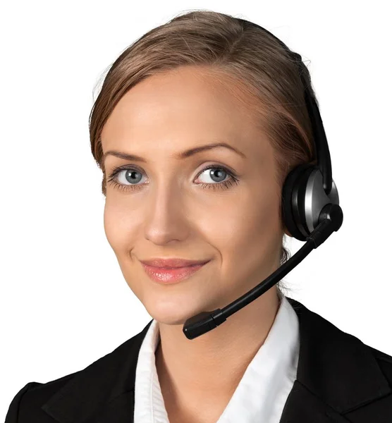 Kvinna call center operatör — Stockfoto