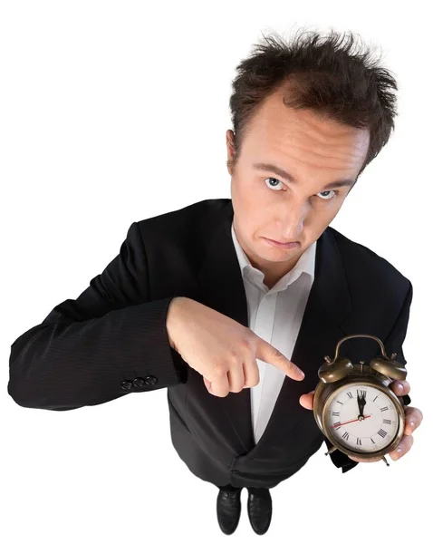 時計を手にした若いビジネスマン — ストック写真
