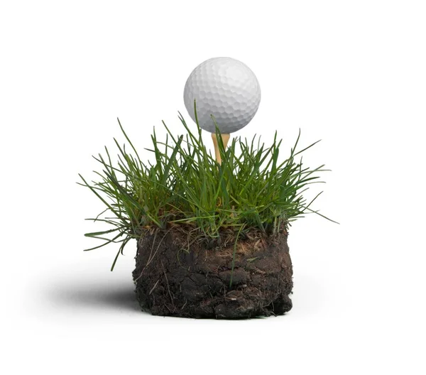 Balle Golf Sur Tee Sur Herbe Verte — Photo