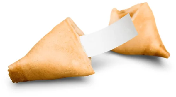 Fortune Cookie Κενό Ολίσθησης Που Απομονώνονται Λευκό Φόντο — Φωτογραφία Αρχείου