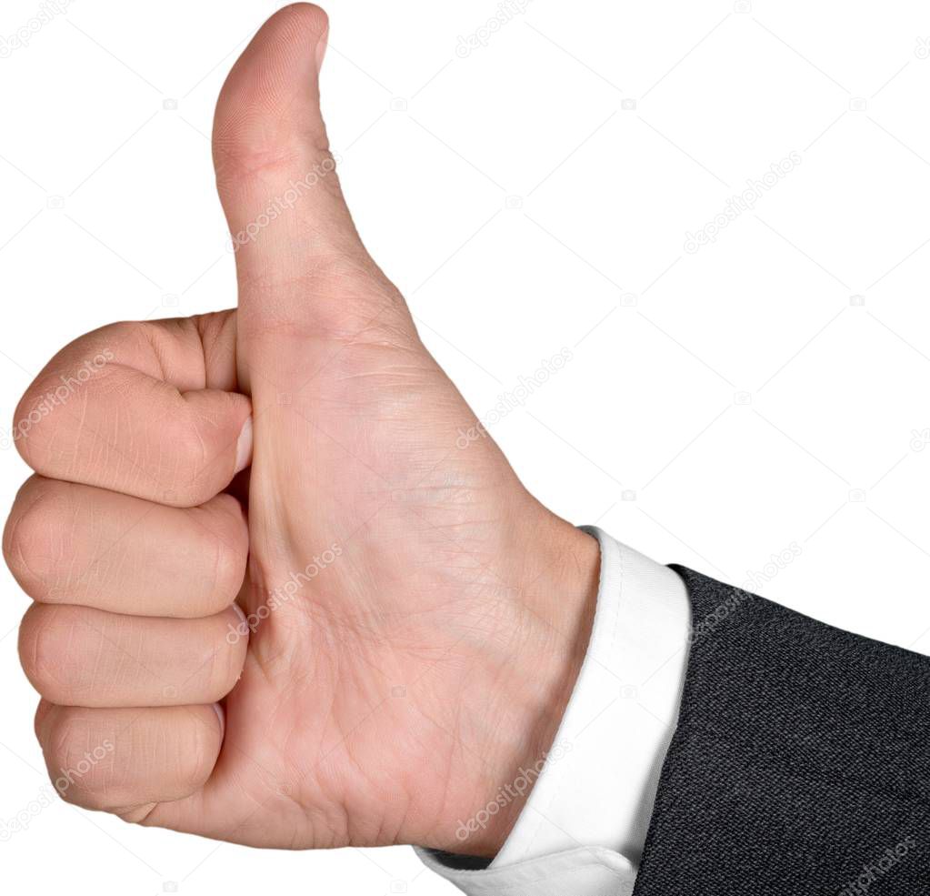 business man showing thumbs up