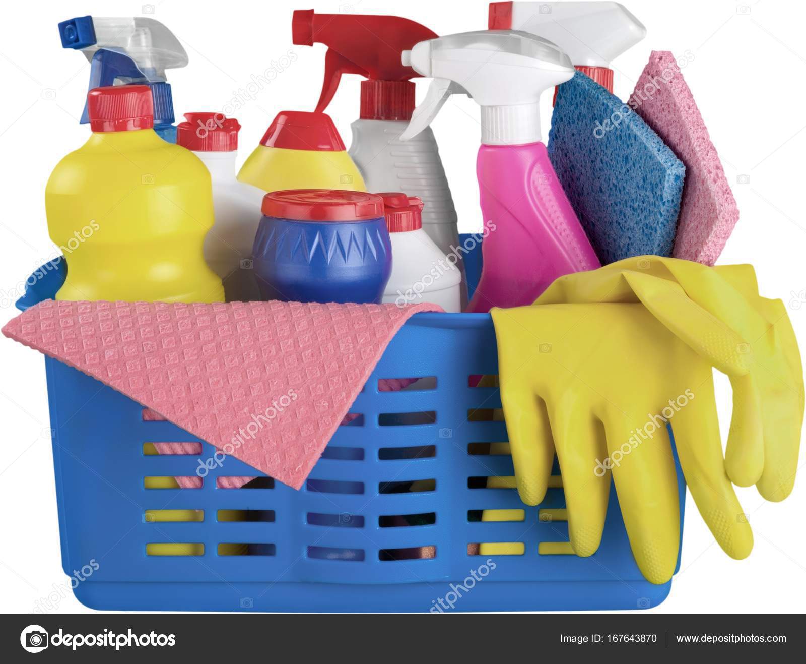 Cleaning supplies in basket Stock Photo by ©billiondigital 167643870