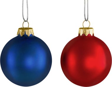 Mavi ve kırmızı Noel Baubles