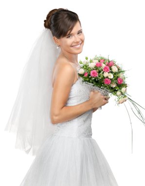 Beyaz gelinlik içinde güzel gelin