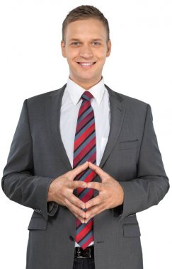 empresario con un imaginario cartel