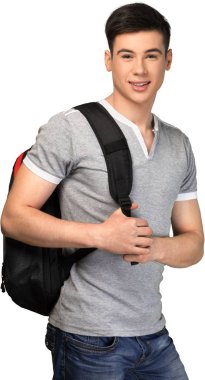 sırt çantası ile öğrenci adam