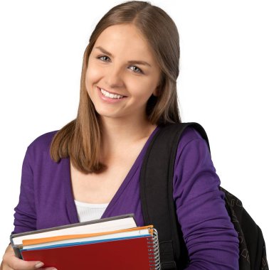 Kitaplar ile kız öğrenci