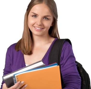 Genç sevimli kadın öğrenci portresi