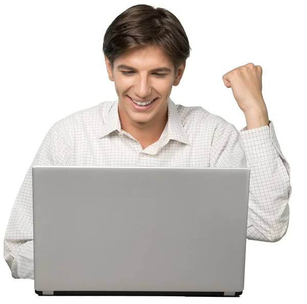 Man met laptop — Stockfoto