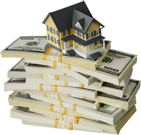 Dollar bills and house model — Stock Photo, Image