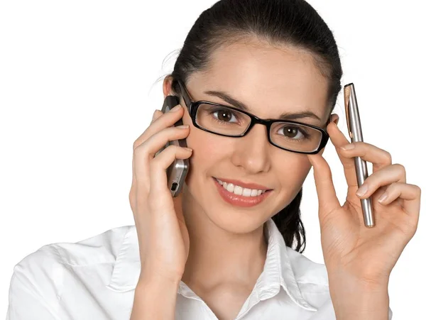 Mujer de negocios usando el teléfono — Foto de Stock