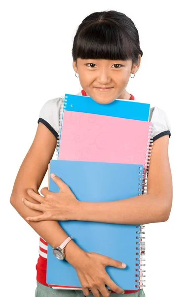 Gadis kecil dengan buku-buku — Stok Foto