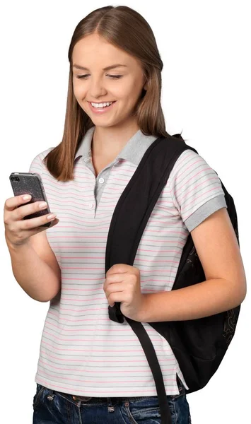 Jeune femme avec téléphone — Photo