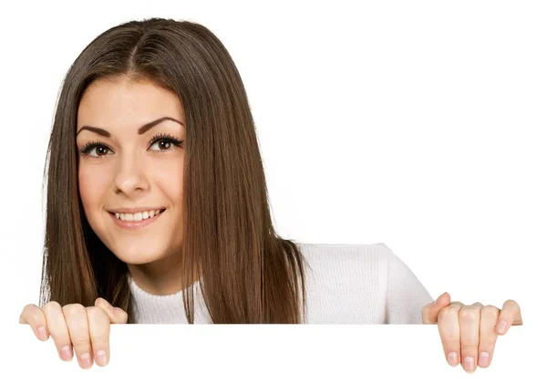 Woman in white wool sweater — Stock Photo, Image