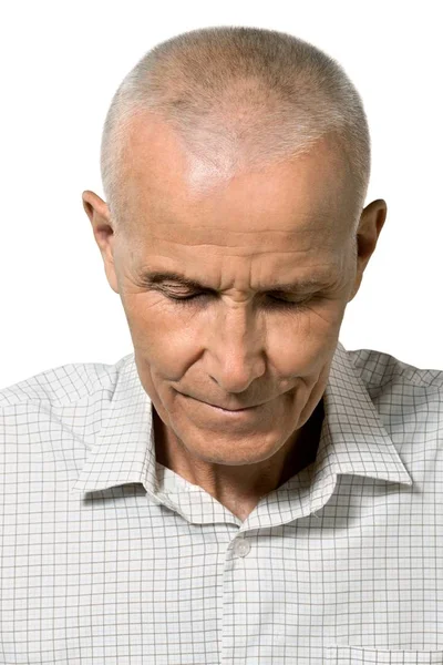 Close Senior Man White Shirt Isolated White Background — Stock Photo, Image