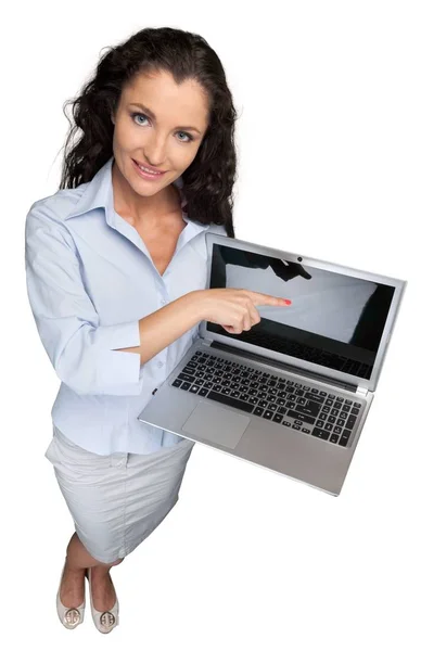 Ładny kobieta z laptopa — Zdjęcie stockowe