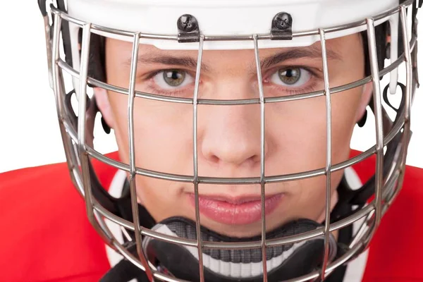 Хоккеист в шлеме — стоковое фото