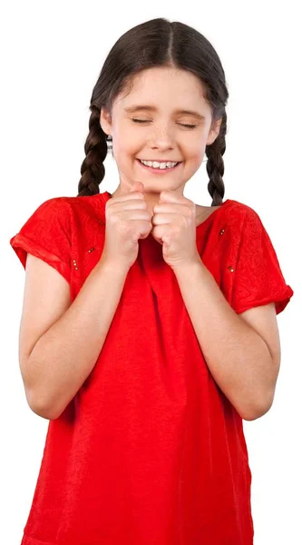 Girl in red shirt — Stock Photo, Image