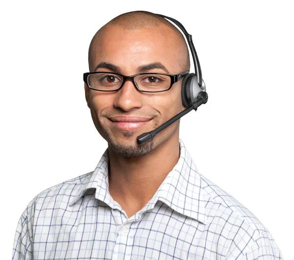 Allvarlig man med headset — Stockfoto