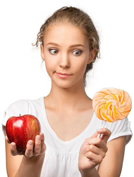 Cute woman with food — Stock Photo, Image