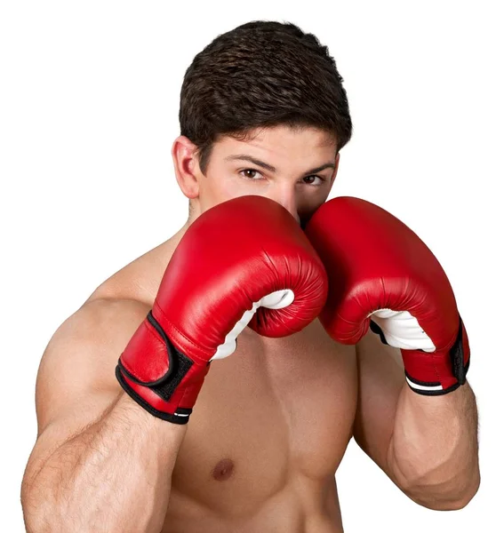 Sporty man with red gloves — Stock Photo, Image