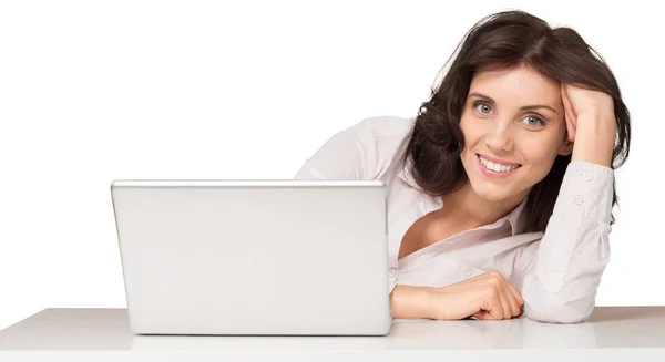 Beautiful woman using laptop — Stock Photo, Image