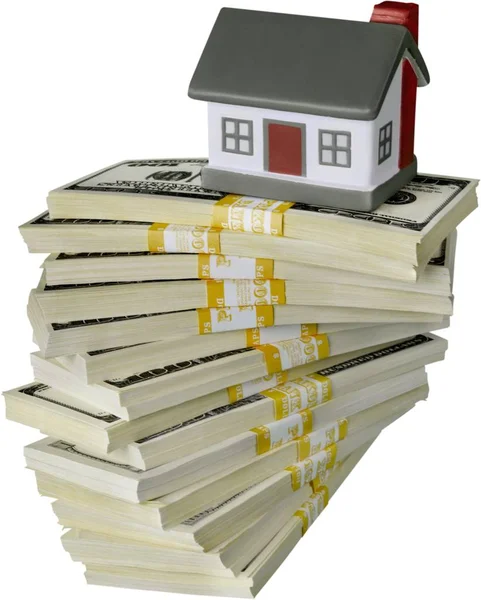 Dollar bills and house model — Stock Photo, Image