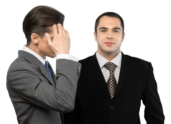 Jóvenes Hombres Negocios Traje Aislado Sobre Fondo Blanco —  Fotos de Stock