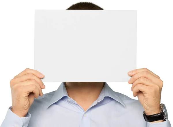 Uomo con carta bianca — Foto Stock
