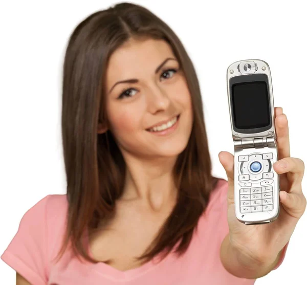 Donna che utilizza il cellulare — Foto Stock