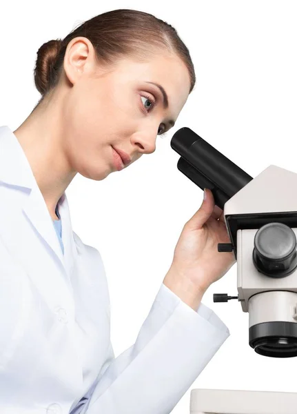 Vědec pracující s mikroskopem — Stock fotografie