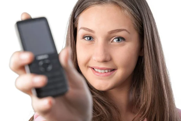 Giovane donna con telefono — Foto Stock