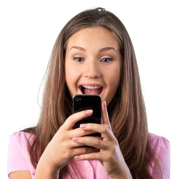 Mujer joven con teléfono — Foto de Stock