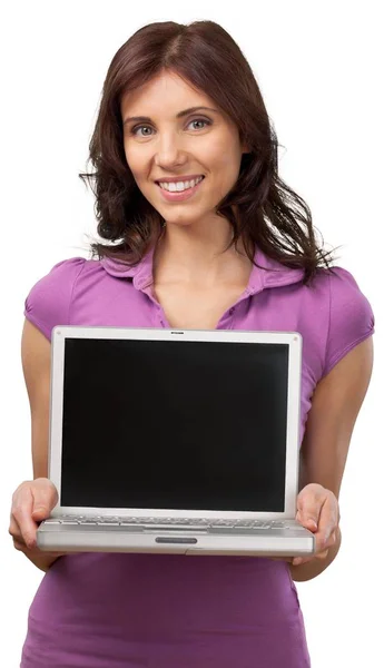 Business woman with laptop Royalty Free Stock Photos